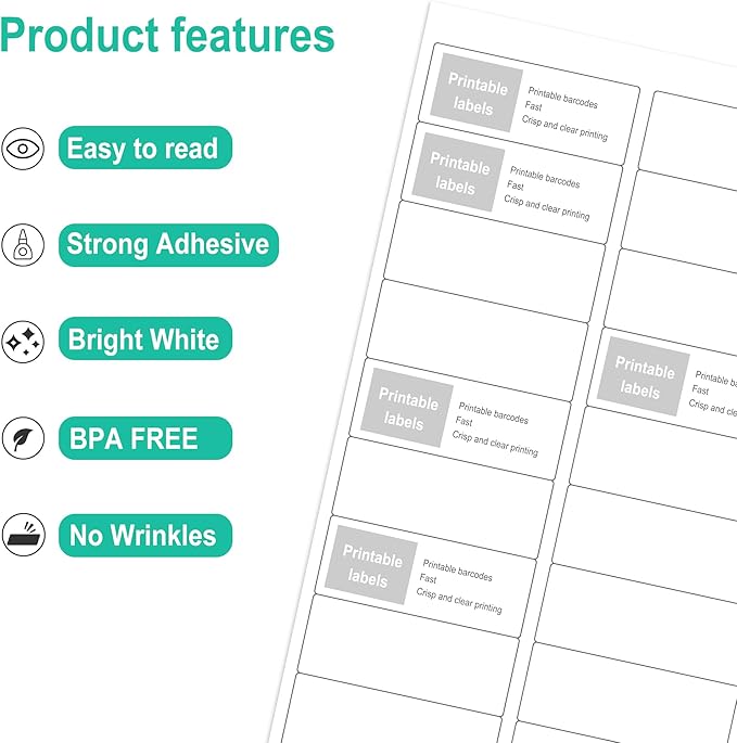 L LIKED Printable Address Labels, 1" x 2-5/8", 900 Labels, 30 per Sheet, Label Stickers for Envelopes (30 Sheets)