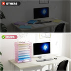 Marbrasse Paper Organizer Letter Tray, 9 Tier Mesh File Organizer with Handle, Paper Sorter Desk Organizer for Home Office Supplies - Pink