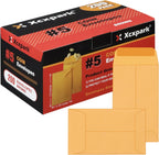 200PCS #5 Coin Envelopes 3.125x5.5 inches Brown Kraft Envelopes Classic Small Parts Gummed Flap for Coins, Cash, Credit Cards, Seeds