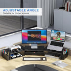 gianotter Dual Monitor Stand Riser, Desk Organizer With Drawer and 2 Pen Holders, Computer Monitor Stand, Desk Shelf for Top of Desk, Balck