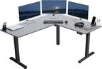 VIVO Electric Corner L-Shaped 63 x 55 in Standing Desk, Memory Height Adjustment, Dark Gray Top Black Frame, DESK-E3CTG