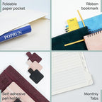 POPRUN Planner 2025-2026 Weekly Notebook (Medium 6.5''x 8.5'') Academic Calendar (JUL.25 - JUN.26) Appointment Book with Monthly Tabs, Leather Soft Cover, Inner Pocket, 100 GSM - Royal Blue