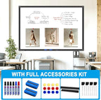 H-Qprobd 60"x40" White Board for Wall Large Magnetic Dry Erase Board with Black Aluminum Frame, Presentation Whiteboard Suitable for Home, Office, Classroom & Kitchen