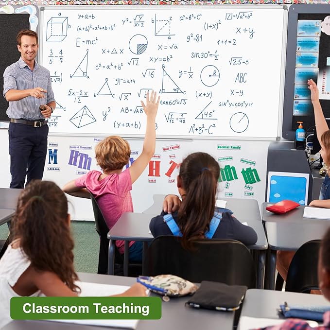 Lockways Dry Erase Board 96 x 48 Inch, Large Magnetic 4 x 8 White Board, Aluminium Frame Whiteboard with Marker Tray for Office & School