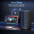 8 Bay Hard Drive Enclosure with Cooling Fan for 2.5/3.5" SATA HDD/SSD with USB A/C 3.0 Cable, 3.5 Hard Drive Enclosure Supports 160TB Capacity, Tool-Free HDD Enclosure, DAS(NO RAID/NAS)