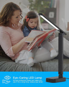 Power Strip with LED Desk Lamp, 3 Outlets 4 USB Ports(2 USBC) 4 Modes 5 Level Touch Lamp Small Desk Lamp for Home Office Bedroom Bedside, Study Reading Light, 5ft Extension Cord, Dorm Room Essentials