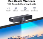 HORION 4K Webcam with Microphone, Auto Framing Camera for PC, 10X EPTZ Zoom, Plug & Play USB 3.0,Video with Dual AI Noise-Canceling Mic, for Video Conference, Streaming, PC/Mac/Linux, HC-5M