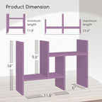 Jerry & Maggie Desktop Organizer Office Storage Rack Adjustable Wood Display Shelf Free Style Double H, Multi-Functional Mini Bookshelf for Desk Natural Stand (Violet)