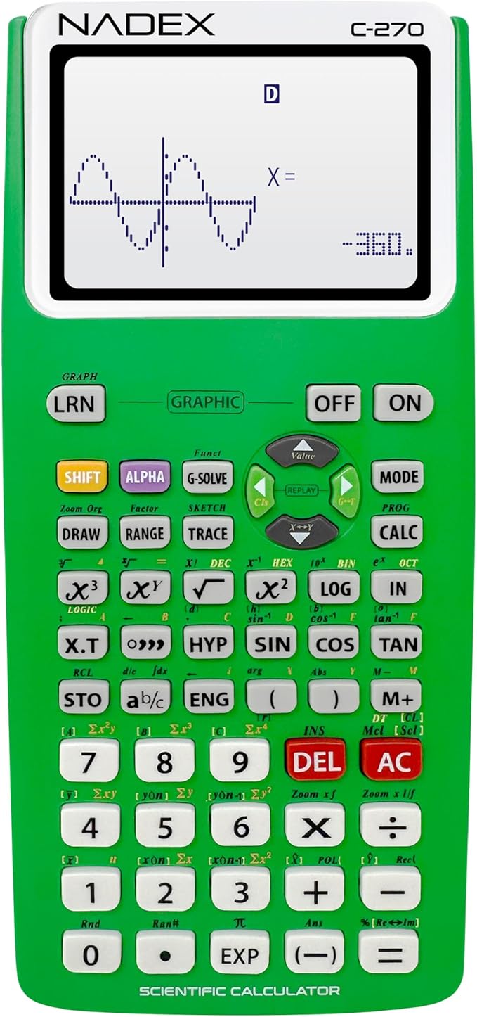Scientific Calculator with Graph Functions for College and High School Students, Engineering, Advanced Mathematics, Calculus, Algebra, Geometery, Trigonometry, Statistics, Physics, Chemistry, Green