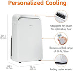 Amazon Basics 4-In-1 Portable Air Conditioner, 13500 BTU (ASHRAE), Cools Up to 550 Sqf, Portable AC with Cool/Heat/Dry (Dehumidifier)/Fan-Only Functions, Auto Mode, Sleep Mode, Timer, White