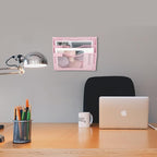 EASEPRES 3 Pocket Mesh Hanging Wall File Organizer, Wall Mounted Mail Paper Document Folder Holder, Clipboard Storage Organization Magazine Rack with Nametag Label for Office Home School, Pink