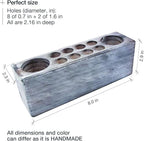 Whitewashed Wooden Pen Holder, Grey Solid Wood Desk Organizer, Rustic Paint Brush Holder and Art Supplies Organizer