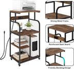 VEDECASA Large Printer Stand Cart with Charging Station USB Port 21.2"x15.7"x42.3" Tall 3-Tier Adjustable Shelf Storage Home Office Rolling Stand with Wheels