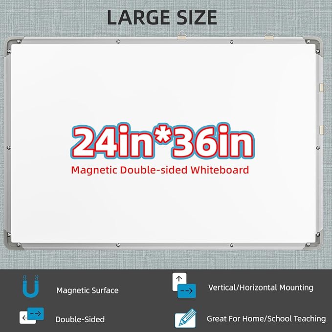 Polegas 24" X 36" Magnetic Dry Erase Board Whiteboard with Lines, Wall Hanging Monthly Calendar to Do List Schedule Board
