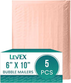Levex - #0 6" x 10" [5 Pack] Light Pink Poly Bubble Mailers, Padded Envelope Mailers, Packing Envelope & Mailing Bags for Shipping
