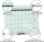 TSJ OFFICE Glass Calendar Whiteboard - 36 x 24 Inches Wall Mounted Monthly Dry Erase Calendar for Wall, Large Magnetic Glass White Board for Office, Home & School