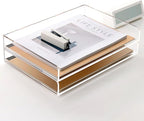 2 Pack- Stackable Paper Letter Tray, A4 File Tray Desk Organizer, Acrylic Desk Organizers and Accessories Sorter, Clear Workspace Office Supplies Organizers, 12.4inx8.86inx3.46in