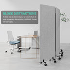 Soundproof Room Divider with Wheels, 66in Office Dividers for Sound Proofing & Reducing, 3 Panel Sound Proof Dividers for Office Partitions Portable Temporary Wall Acoustic Wall Divider，Light Grey