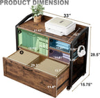 HSH Mobile Lateral File Cabinet with Drawer, Rolling Filing Cabinet with Storage Shelves & Hanging File Folders, Wooden Metal Printer Stand Fits A4 Letter Legal Size for Home Office, Rustic Brown,33In