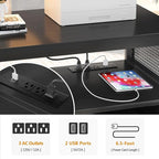 Unikito Lateral File Cabinet, Locking Office Filing Cabinets with Socket and USB Charging Port, Modern Rolling Printer Stand with Storage for A4, Letter Size and File Folders, Black