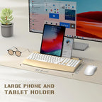 Ergonomic Wireless Keyboard and Mouse with Wrist Rest，Phone Holder - 2.4GHz Full-Sized Low-Profile Quiet Gold Wireless Mouse and Keyboard Combo for Computer, Laptop, PC, Mac-Gold