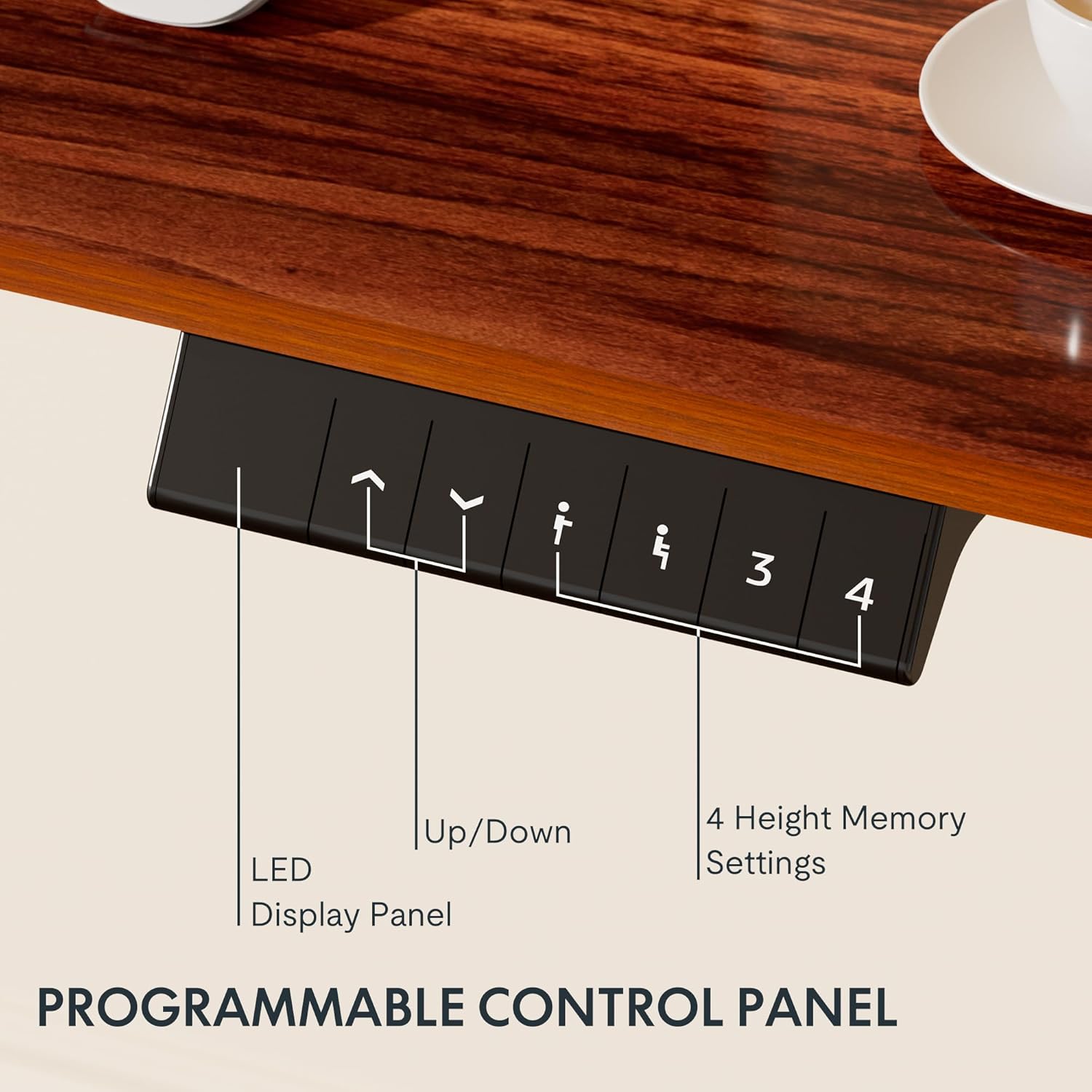 FLEXISPOT EN1 Whole Piece Standing Desk 55 x 28 Inches Stand Up Height Adjustable Desk for Workstation and Home Office (Silver Frame + Mahogany Top, 2 Packages)