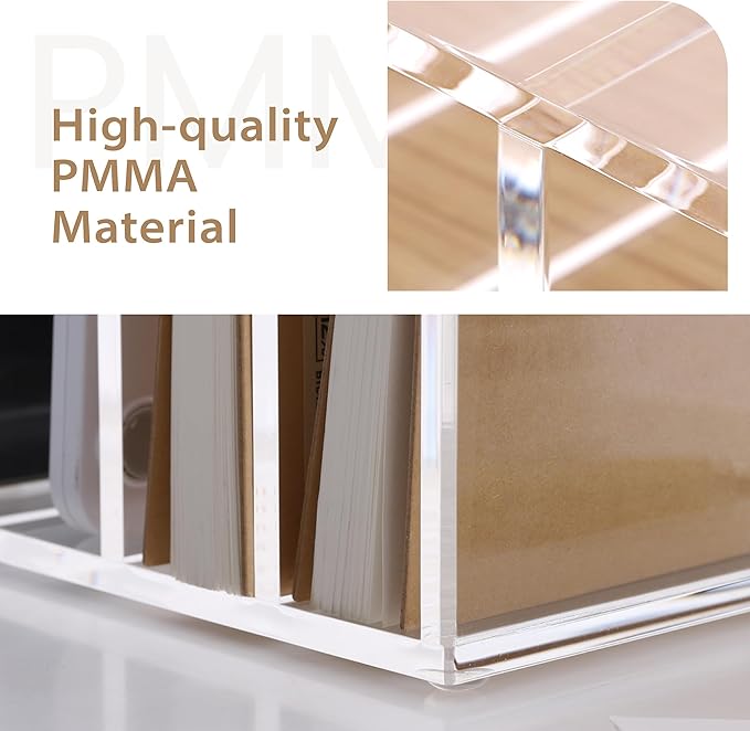 SANRUI Clear Desktop File Organizer, 5 Compartments Acrylic Office Document Sorter Mails Storage, Multifunction Letter Folder Racks Holders for Office,Home, School Desk Organization