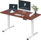 FLEXISPOT E6 Essential 3 Stages Dual Motor Electric Standing Desk 55x28 Inch Whole-Piece Board Height Adjustable Electric Sit Stand Desk(White Frame + Mahogany Desktop, 2 Packages)