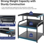 25.6" x 23.6" Extra Large Printer Stand Table with Adjustable Storage Shelf, 3 Tier Rolling Printer Cart with Industrial Wheels for Home Office, Black