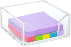 Clear Acrylic Sticky Note Holder Desk Organizer, 3.94" x 3.94" x 1.77" Memo Dispenser for Office Home School Post Bank Accessories(DP005)