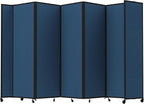 Versare Room Divider 360 Portable Wall Partition | Folding Panels | Large Freestanding Divider | Locking Wheels | Temporary Room Separator | 14' x 7'6'', Navy Blue