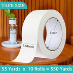 GEYYANG White Masking Tape Bulk 10 Pack, 2 inch White Painters Tape for Painting, Crafts, Home & Office, Multi-Surface Adhesive Artist Tape (1.88inch x 55yards x 10 Rolls)