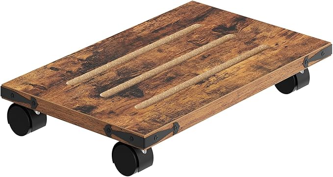 HOOBRO Mobile PC Stand, Ventilated Computer Tower Stand, PC Tower Holder with 4 Caster Wheels, CPU Holder Under Desk Fits Most Computer Host, for Office, Gamers, Rustic Brown BF46CJ01