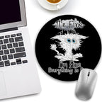 Cat Mouse Pad, Funny Black Small Round Mouse Pads for Desk, Mini Travel Mousepad for Work Wireless Computer Laptop, Office Desk Accessories, 8.6 x 8.6 inch