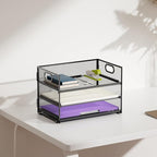 Marbrasse 3 Tier Paper Organizer Letter Tray, Mesh File Organizer with Handle, Paper Sorter Desk Organizer for Home Office Supplies - 2p