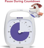 TIME TIMER PLUS 120 Minute Desk Visual Timer Countdown Timer with Portable Handle for Classroom, Office, Homeschooling, Study Tool, with Silent Operation (White)