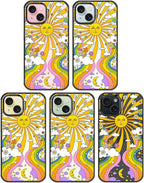 MOSNOVO Case for iPhone 15 Plus, [10ft 4X Military-Grade Drop Protection] Durable & Shockproof Phone Case Cover Design for iPhone 15 Plus / 14 Plus - 70's Psychedelic Groovy Art - Clear Black