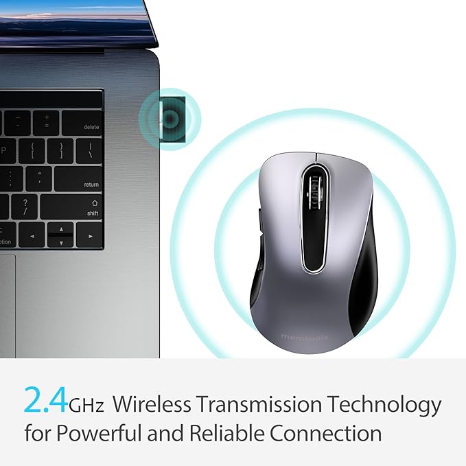 memzuoix 2.4G Wireless Mouse, 1400 DPI Mobile Optical Cordless Mouse with USB Receiver, Portable Computer Mice Wireless Mice for Laptop, PC, Desktop, MacBook, 5 Buttons (Gunmetal)