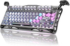 GravaStar Mercury K1 Pro Wireless Mechanical Gaming Keyboard, 75% Layout RGB Custom Keyboard, Electroplated Glossy Frame, Hot-Swappable Linear Switches – Cyberpunk Edition