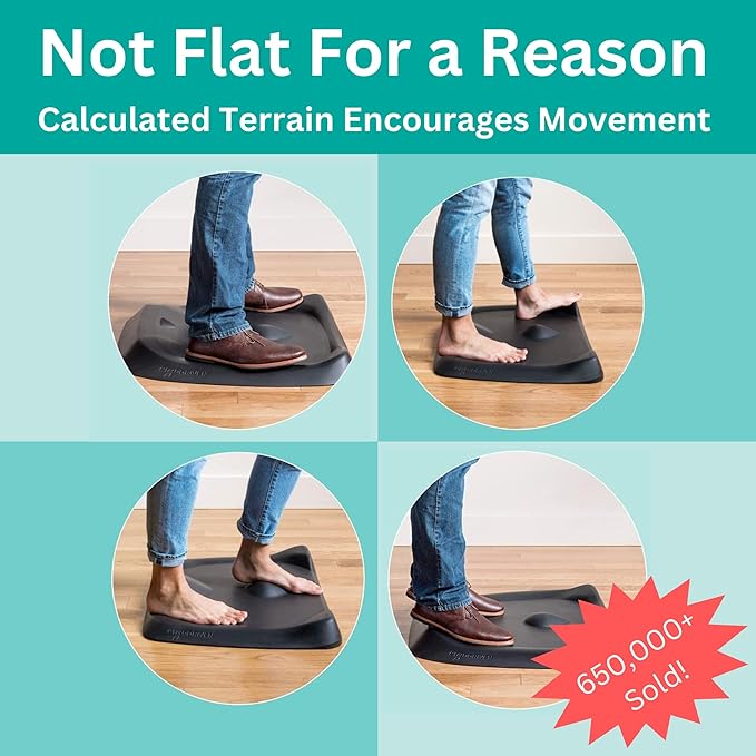 Topo Mini Comfort Mat by Ergodriven | The Smaller Not-Flat Anti-Fatigue Standing Desk Mat with Calculated Terrain | Accessories | Obsidian Black