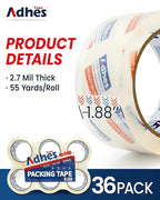 ADHES Super Clear Packing Tape, 36 Rolls x 1.88 Inch x 55 Yards, 2.7 mil Heavy Duty Shipping Tape Strong & Durable Package Tape for Shipping, Moving, Mailing and Sealing