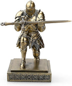 Medieval Armored Warrior Knight Pen Holder Desk Organizers and Accessories Resin Pencil Holder Paperweight as Gift with a Cool Letter Opener for Desk (Bronze)