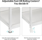 4 Tier White Printer Stand Table with Adjustable Shelves, Movable Printer Shredder Stand with Wheels for Home Office Storage and Organization, Rolling Cart for Computer Tower CPU