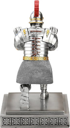 Roman Praetorian Warrior Knight Pen Holder Desk Ornament Resin Pencil Holder Desk Accessories and Organizer for Office with a Letter Opener (Silver)