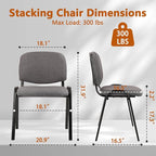 CLATINA Waiting Room Chairs Fabric Stackable Chair Metal Frame with Lumbar Support and Thickened Seat Cushion for Waiting Conference Room Guest Chairs 1 Pack…