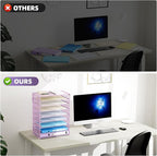 Marbrasse Paper Organizer Letter Tray, 9 Tier Mesh File Organizer with Handle, Paper Sorter Desk Organizer for Home Office Supplies - Purple