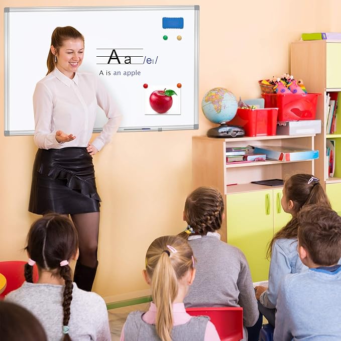 H-Qprobd White Board 36" x 24" Dry Erase Board for Wall Whiteboard 3' x 2' (2 Pack) Magnetic Presentation Board with Long Pen Tray, Wall-Mounted White Boards for Home, Office and School