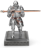 King's Guard Knight Pen Holder Pen Stand Desk Organizers and Accessories Resin Pencil Holder as Gift for Office and Home (Silver)