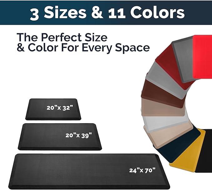 ComfiLife Anti Fatigue Floor Mat – 3/4 Inch Thick Kitchen Mats for Floor, Standing Desk Mat, Kitchen Rug – Comfort at Home, Office – Durable – Stain Resistant – Non-Slip Bottom (24" x 70", Brown)