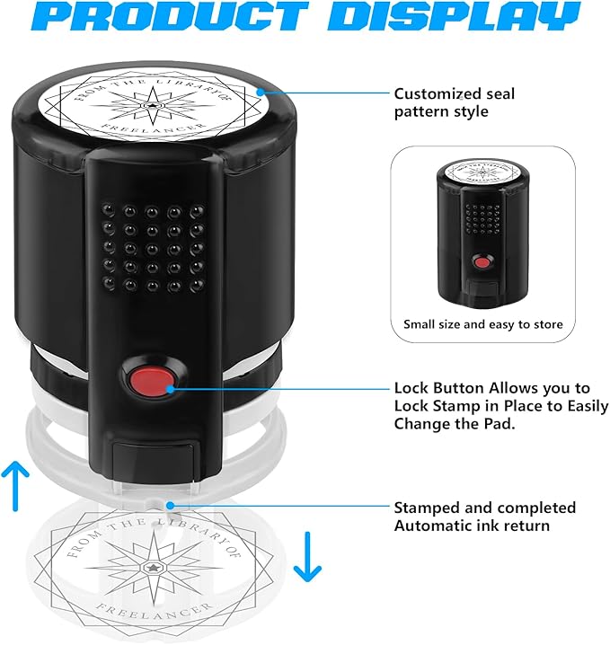 Custom Ink Stamp | Personalized Self Inking Stamp Gifts for Book Lovers, Readers, Teachers | 5 Ink Colors (Star-02)